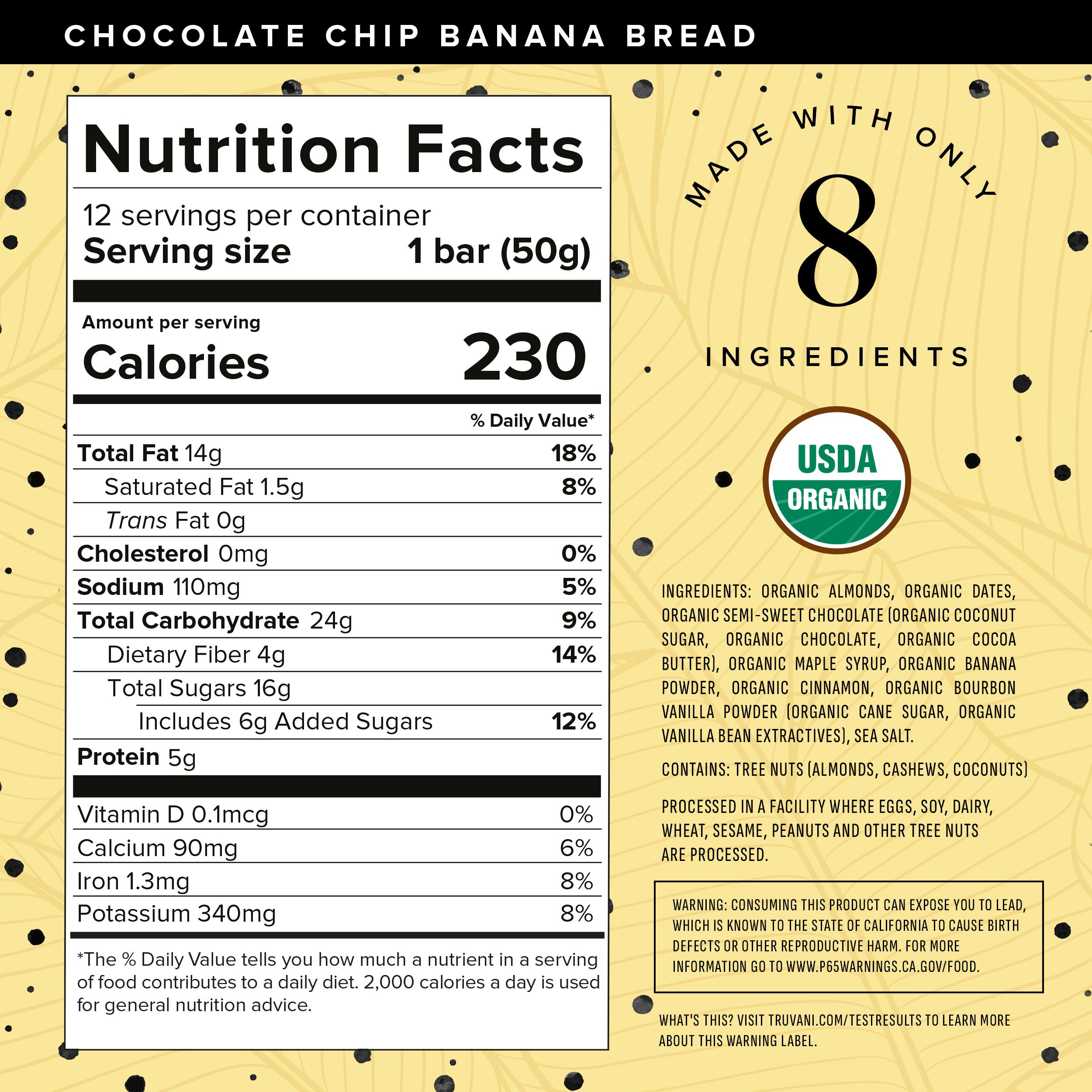 Nutrition Facts for Chocolate Chip Banana Bread