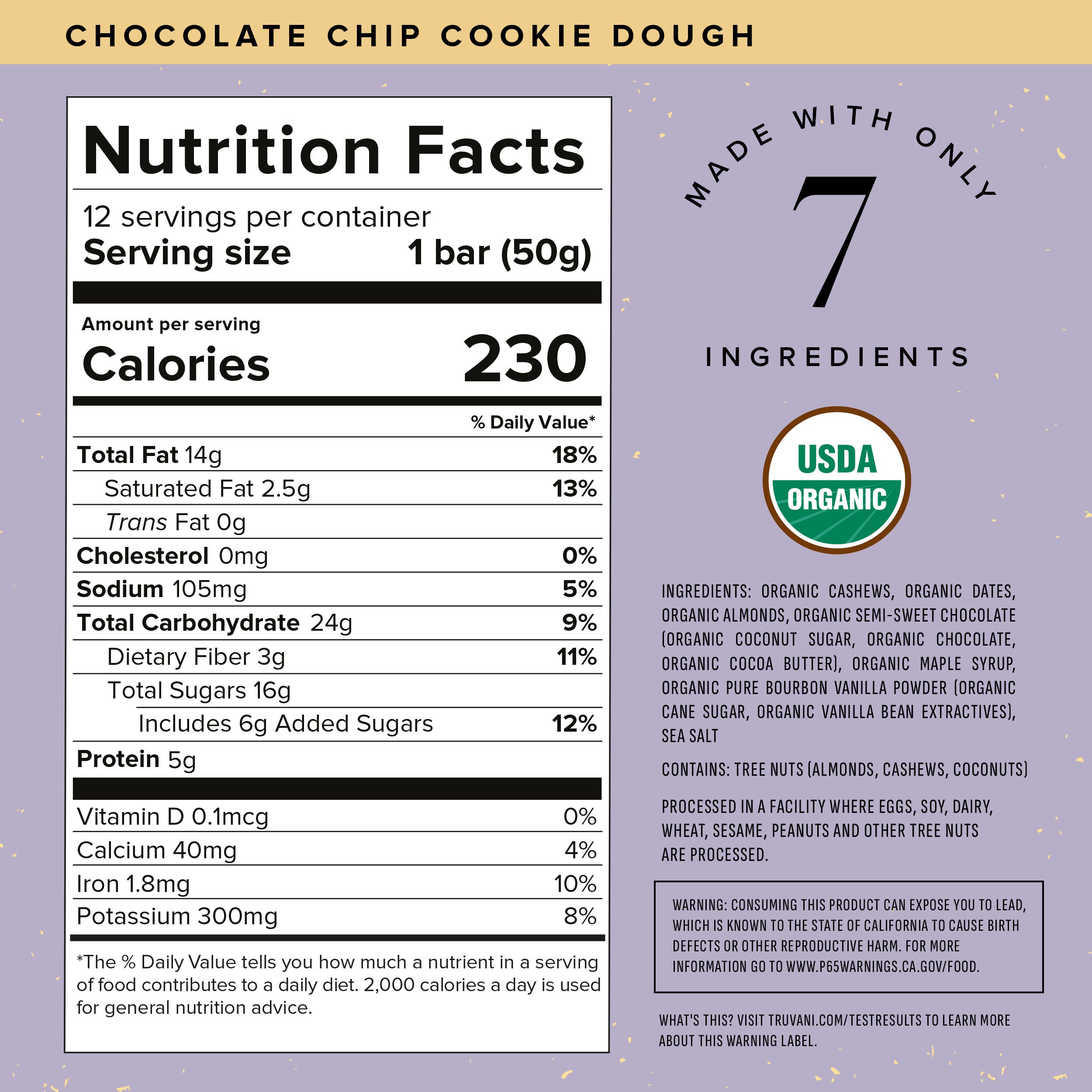 Nutrition Facts for Chocolate Chip Cookie Dough