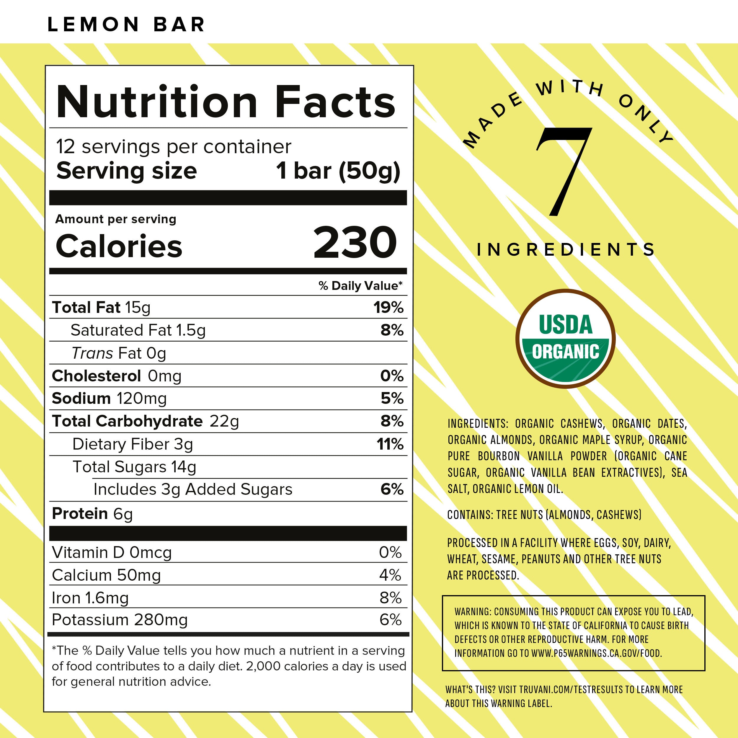 Nutrition Facts for Lemon Bar