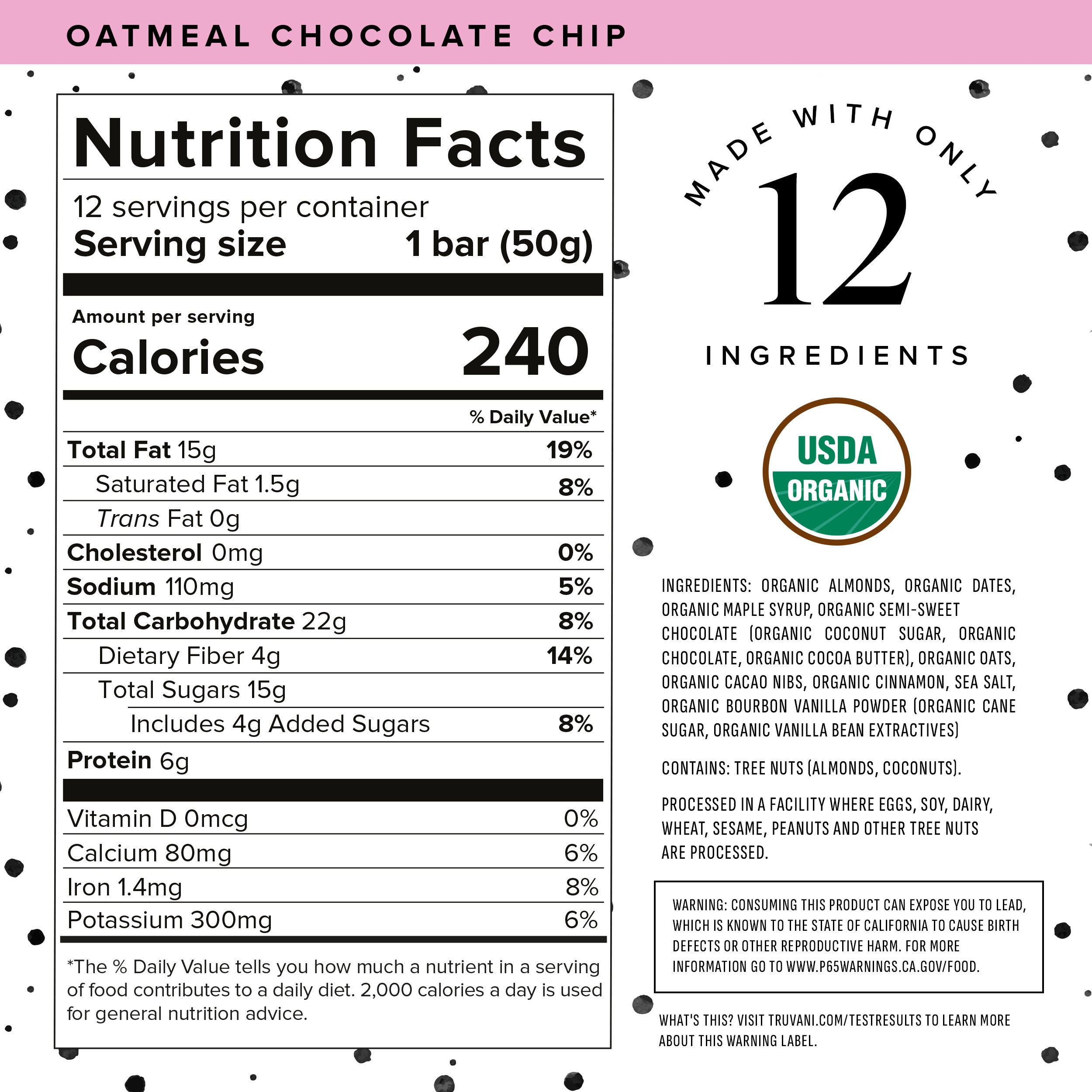 Nutrition Facts for Oatmeal Chocolate Chip