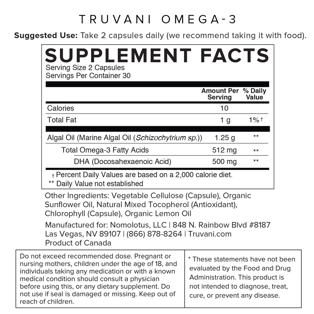 Truvani Vanilla Latte Protein + Energy Nutrition Facts
