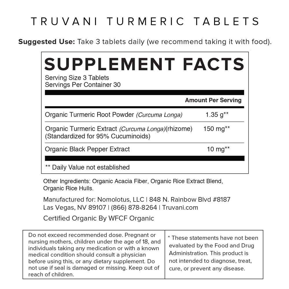 Truvani Turmeric Nutrition Facts