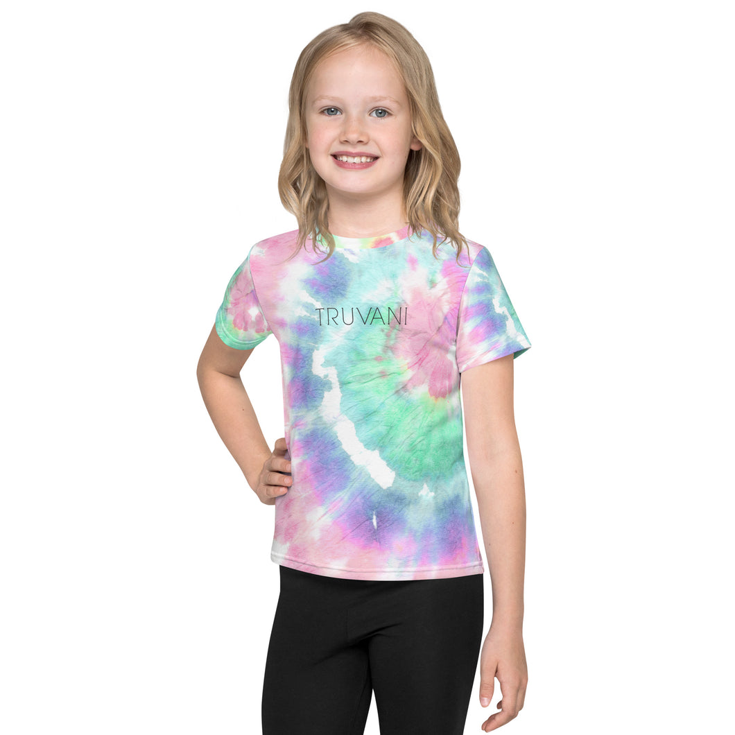 Truvani Logo Kids Tie-Dye Crew Neck T-Shirt