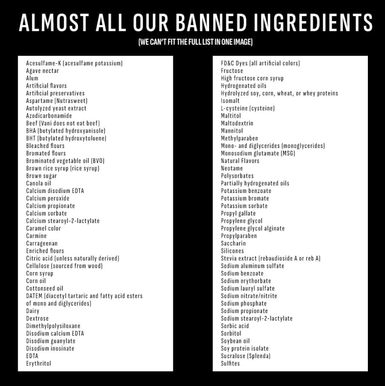 Truvani banned ingredients list