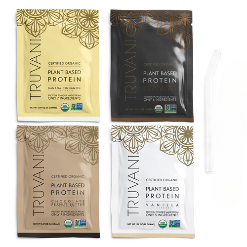 Truvani Plant-Based Protein Starter Kit (4) with Glass Straw